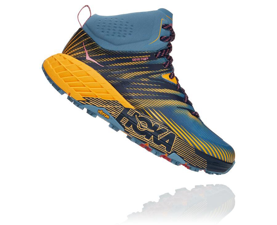 Hoka One One トレイルシューズ レディース 青 - スピードゴート ミッドゴアテックス2 - KJ0257493